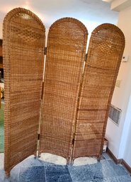 Three Panel Vintage Wicker Room Divider/ Screen