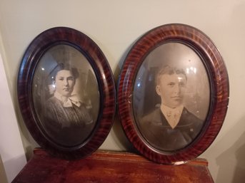 Pair Of Oval Framed Vintage Portraits