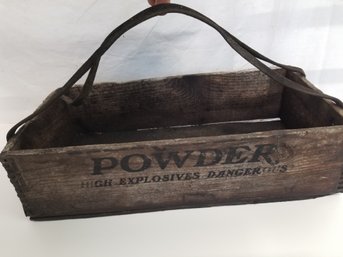 Antique Gun Powder Explosives Wood Crate With Leather Straps