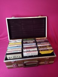 Cassettes Lot In Brown Suit Case Carrier