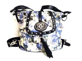 Original SHARIF 1827 Blue Floral Leather Backpack Bag & Mini Crossbody Purse