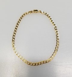 Lovely Hollow Curb Link Bracelet 14K Yellow Gold Italy