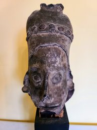RARE Tribal Primitive Man Sculpture, Looks Mayan  Clay Bust Purchased In Peru Or Mexico In The 70's