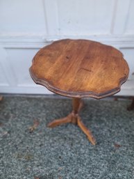 Small Scalloped Antique Side Table On Tripod Legs