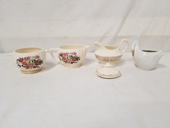 Vintage Ceramic Creamers, Sugar Bowl, Swan & Lid Separates