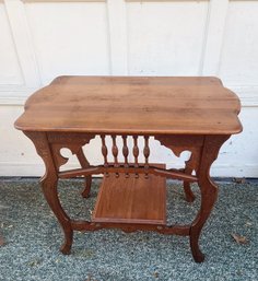 Vintage Wooden Side Table With Lower Shelf