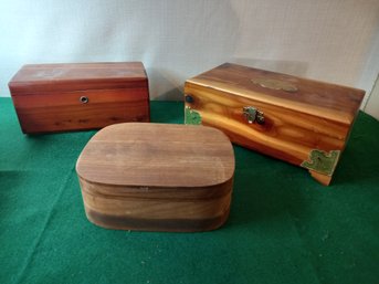 Wooden Keepsake Boxes Lot Of 3