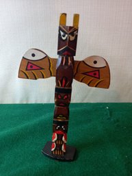 Vintage Hand Carved Wooden Totem Pole Sculpture