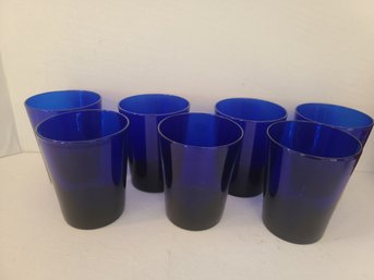 7 Vintage Cobalt Blue Glasses 12 Oz. Anchor Hocking