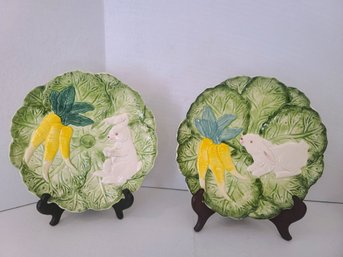 A Pair Of Vintage Bunny Lane Strata Group Hand Painted Salad Plates -