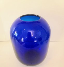 Blenko Cobalt Blue Vase In 'Pill Design' By Don Shephard Measures Approx. 10.5' Tall - Great Shape!!