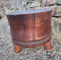 Vintage Drum Table Made Of A Hard Dark Wood