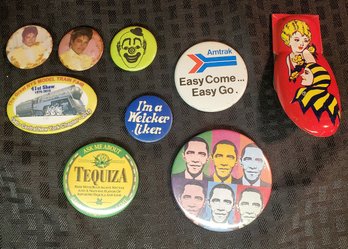 Lot Of Pinback Button & Noisemaker Clicker Toy