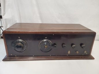 Vintage All American Rauland Lyric Audio Frequency Transformer Tube Wood Cabinet Radio Receiver - Untested