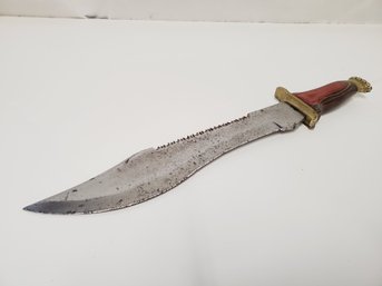 Large Rosewood Handled Stainless Steel Blade Knife With Brass Hilt & Pommel