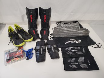 Youth Soccer Lot - Wilson Guards, New Brine Free Kick Trainer, Whistles, Brine Mesh Bag & More