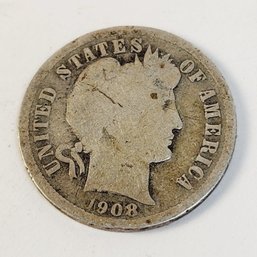 1908 Silver Barber Dime