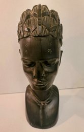 Handsome Very Heavy Midcentury Ebony Bust Carving