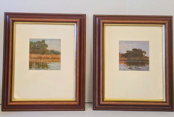 Pair Of Original Signed Water Colors Nicely Framed Signed Illegibly?