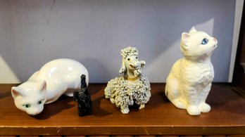 Miniature Porcelain Cat And Dog Figurines