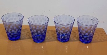 Set Of Four Dansk Art Glass Blue Glasses