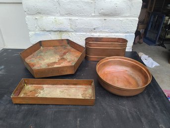 Four Copper Planters In Various Shapes, One Smith & Hawken