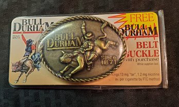 New Old Stock BULL DURHAM Belt Buckle In Sealed Plastic