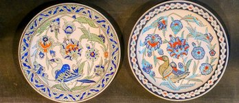 Two Hand Painted Pottery Plates From Turkey