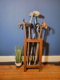Cane Collection And A Great Cane/Umbrella Stand.  - - - - - - - - - - - - - - - - - - - - - - - - - Loc: LR