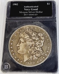 1902 Morgan Silver Dollar In Slab Case