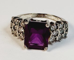 Victorian Style Sterling Silver Amethyst Stone Studded Ring