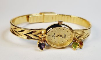 Vintage ELGIN  Gold Tone Gemstone Quartz Watch