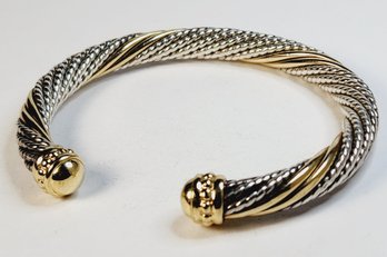 Amazing ....  14k Yellow Gold & 925 Sterling Silver Bangle Bracelet