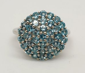 Paraiba Apatite Cluster Ring In Platinum Over Sterling