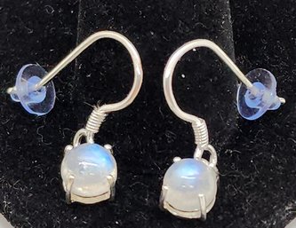 Rainbow Moonstone Earrings In Sterling Silver