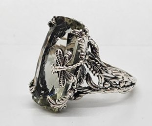 Prasiolite Dragonfly Ring In Sterling Silver