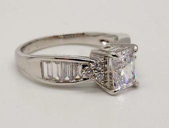 Premium White CZ, Rhodium Over Sterling Ring