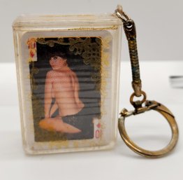 Rare Vintage Risque Mini Nude Playing Cards Keychain