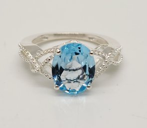 Sky Blue Topaz,  Loose Braid Ring In Sterling