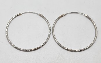 Diamond Cut Sterling Silver Hoop Earrings