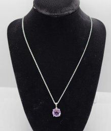 AAA Rose De France Amethyst Pendant Necklace In Stainless