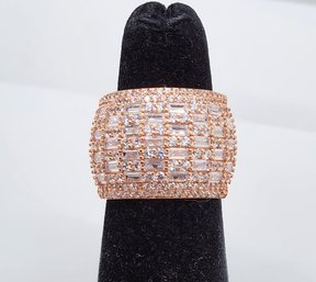 Premium White CZ, 18k Rose Gold Over Sterling Ring