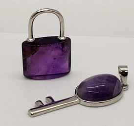 Amethyst Lock & Key Pendants