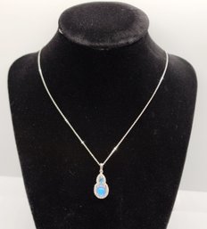 Aurora Moonstone, White Zircon Pendant Necklace In Platinum Over Sterling