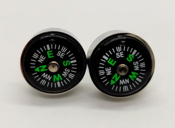 Compass Cufflinks In Stainless Steel