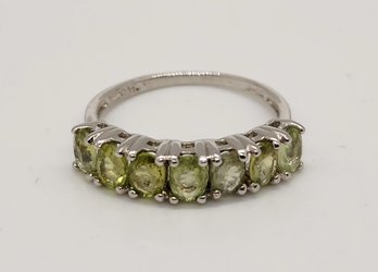 Green Sapphire 7 Stone Ring In Platinum Over Sterling