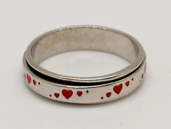 Red Heart, Sterling Silver Spinner Ring