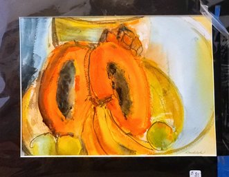 Original Water Color, Ripe Papayas By Randolph Kelts