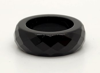 Black Onyx Carved Band Ring