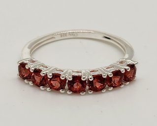 Red Garnet 7 Stone Ring In Sterling Silver